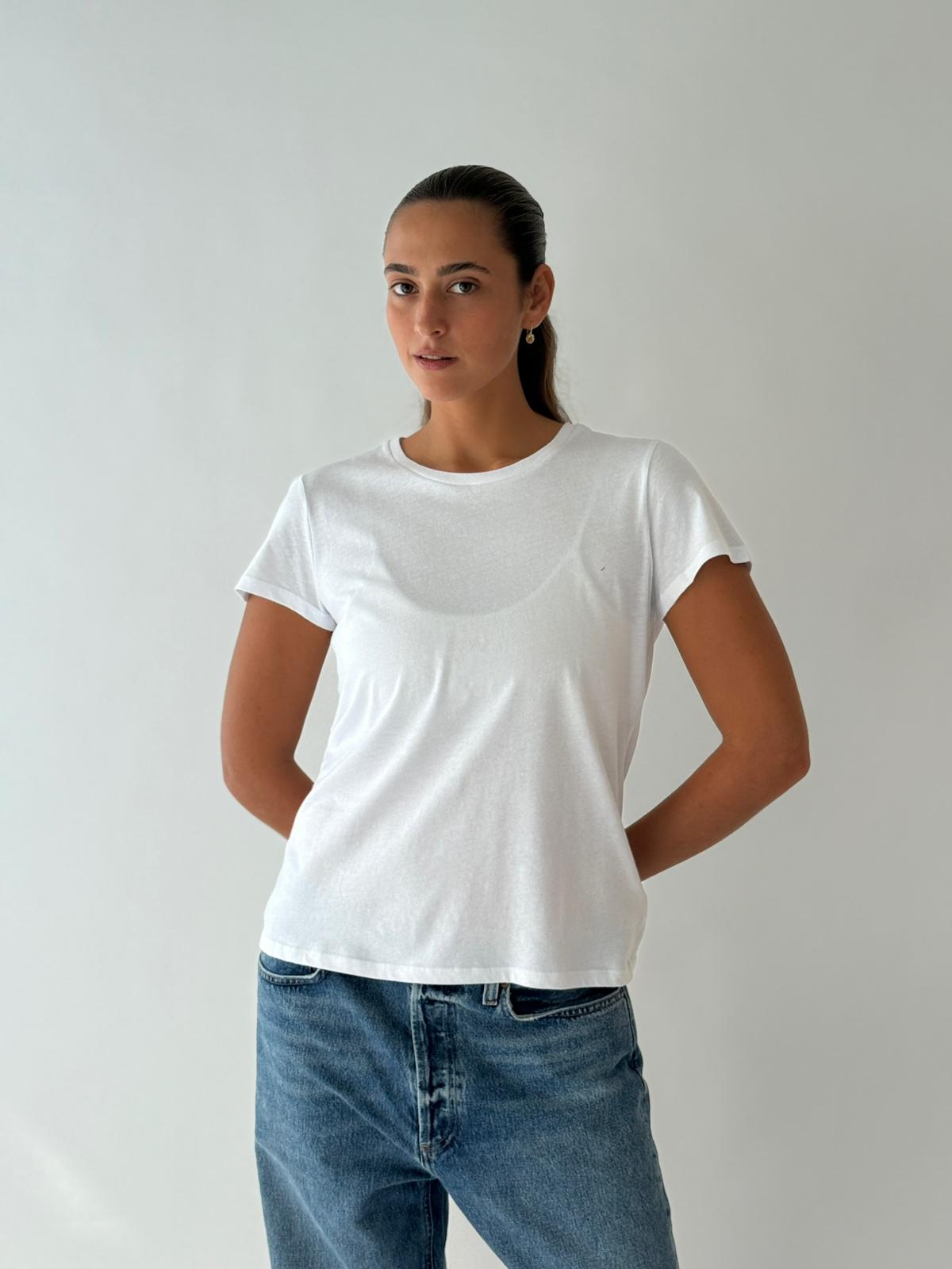 Jamie col rond m. courtes WHITE