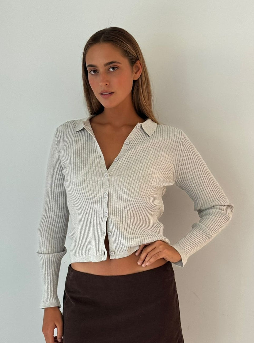 Nikki fitted ribbed knit PLATINUM