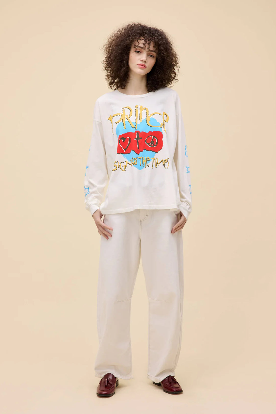 Prince sign of the times merch LS VINTAGE WHITE