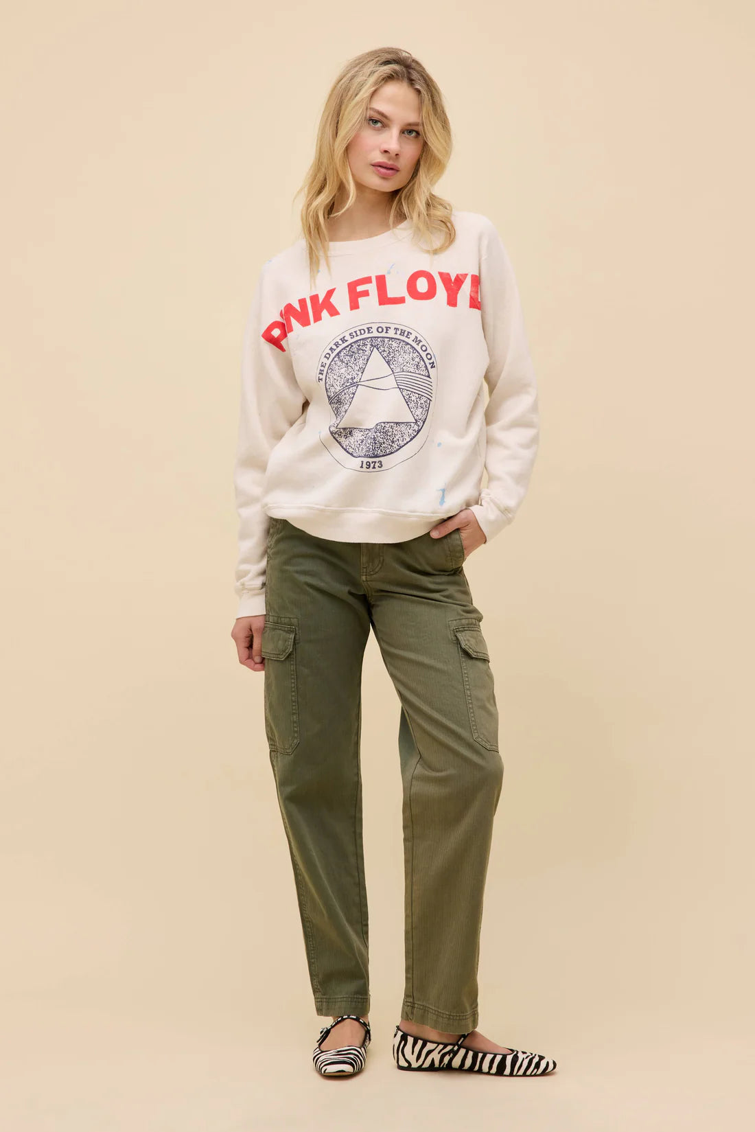 PINK FLOYD SWEATSHIRT DIRTY WHITE