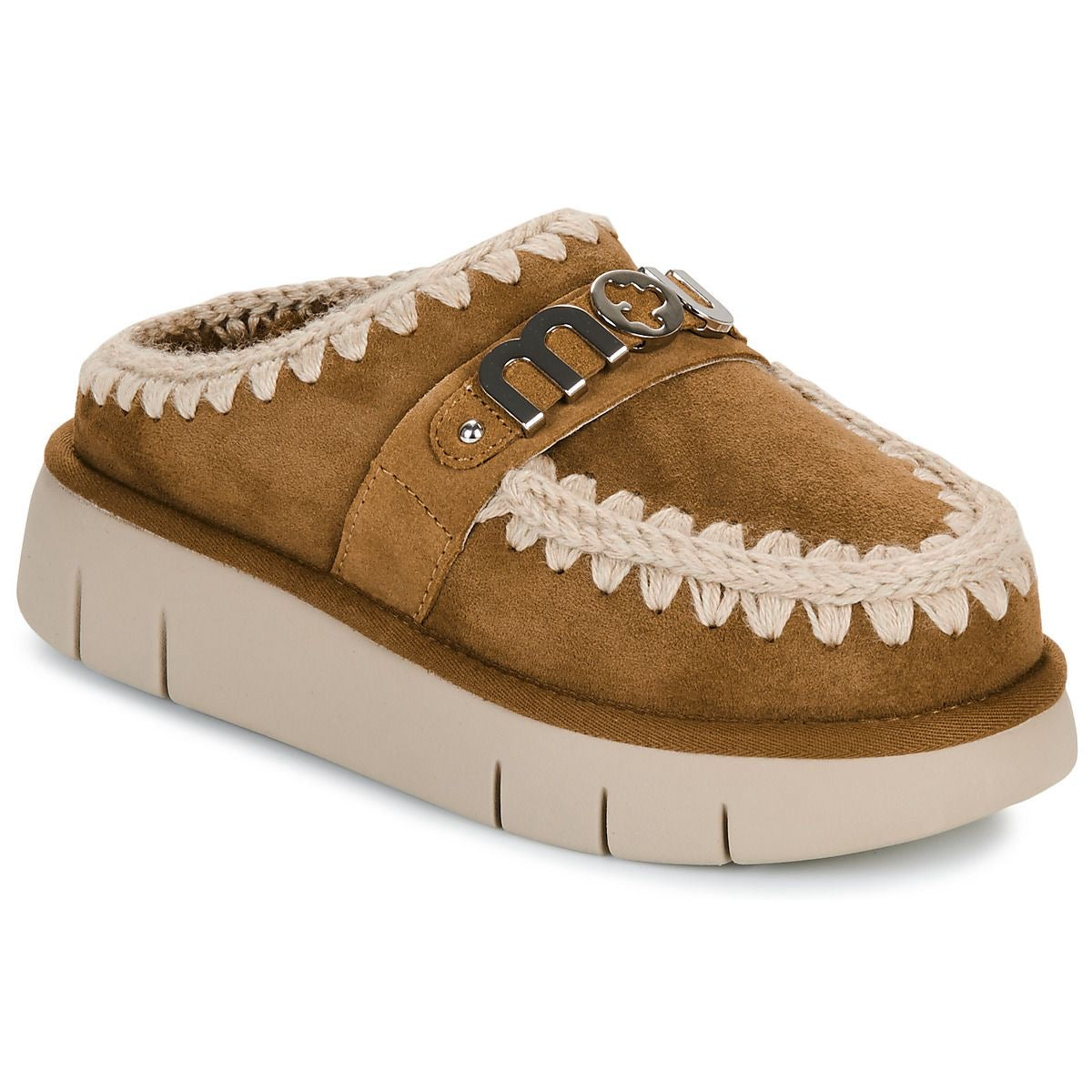 Bounce clog metal logo COGNAC
