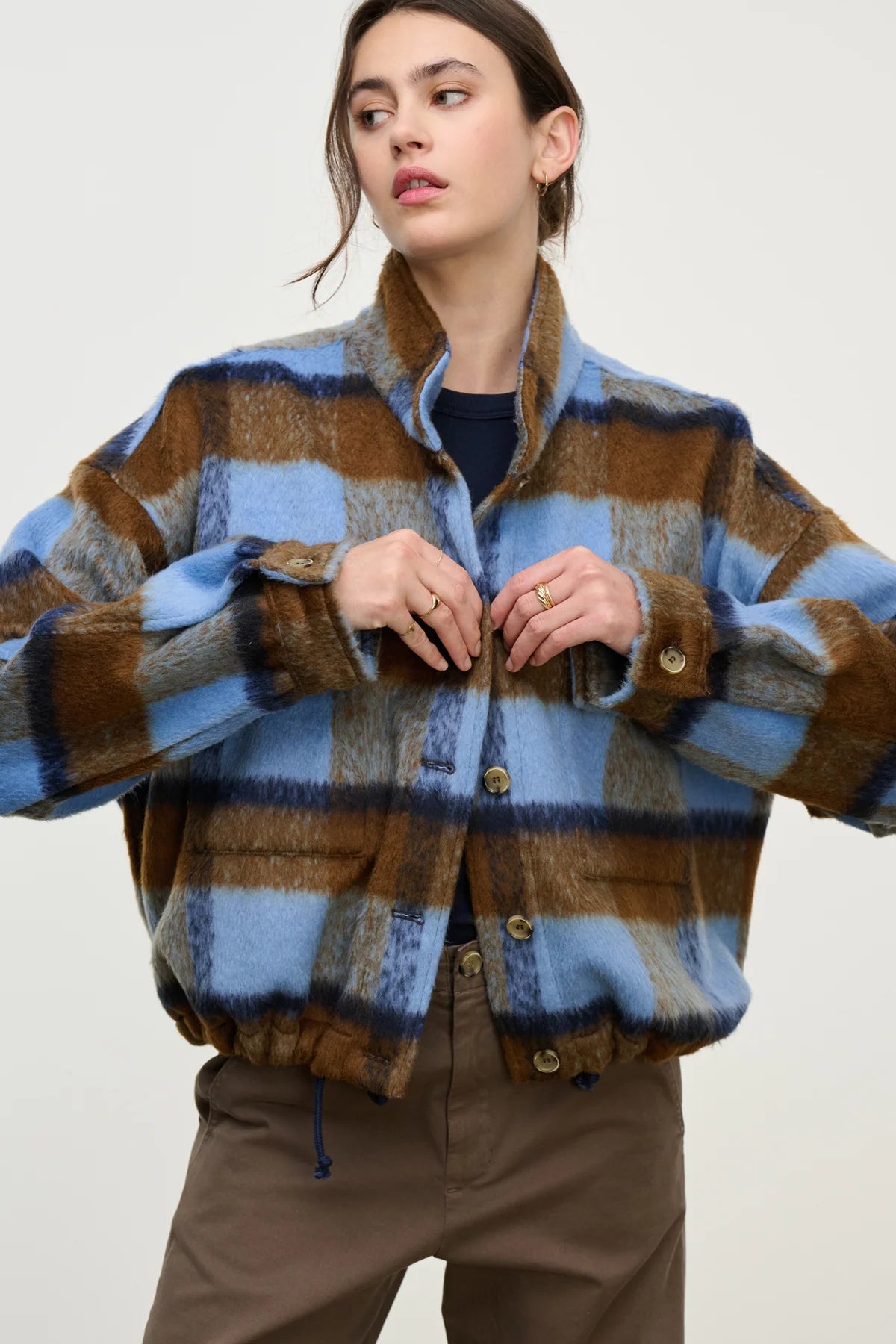 Btn Down jacket PLAID