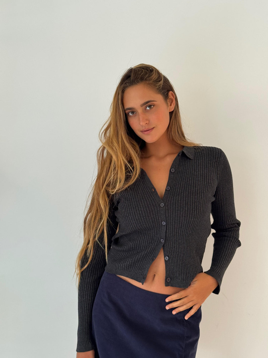 Nikki fitted ribbed knit CINDER