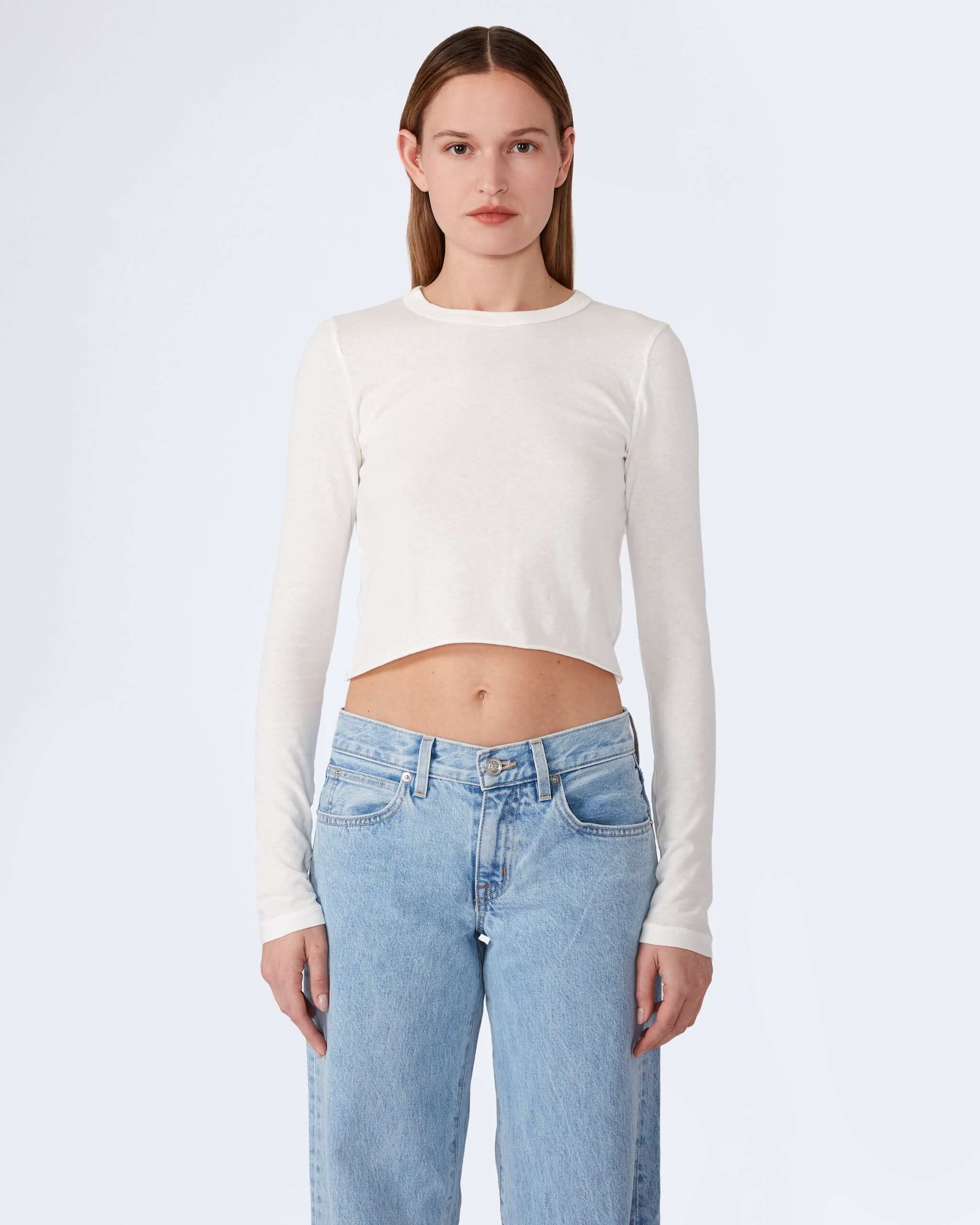 Baby LS crop tee NATURAL WHITE