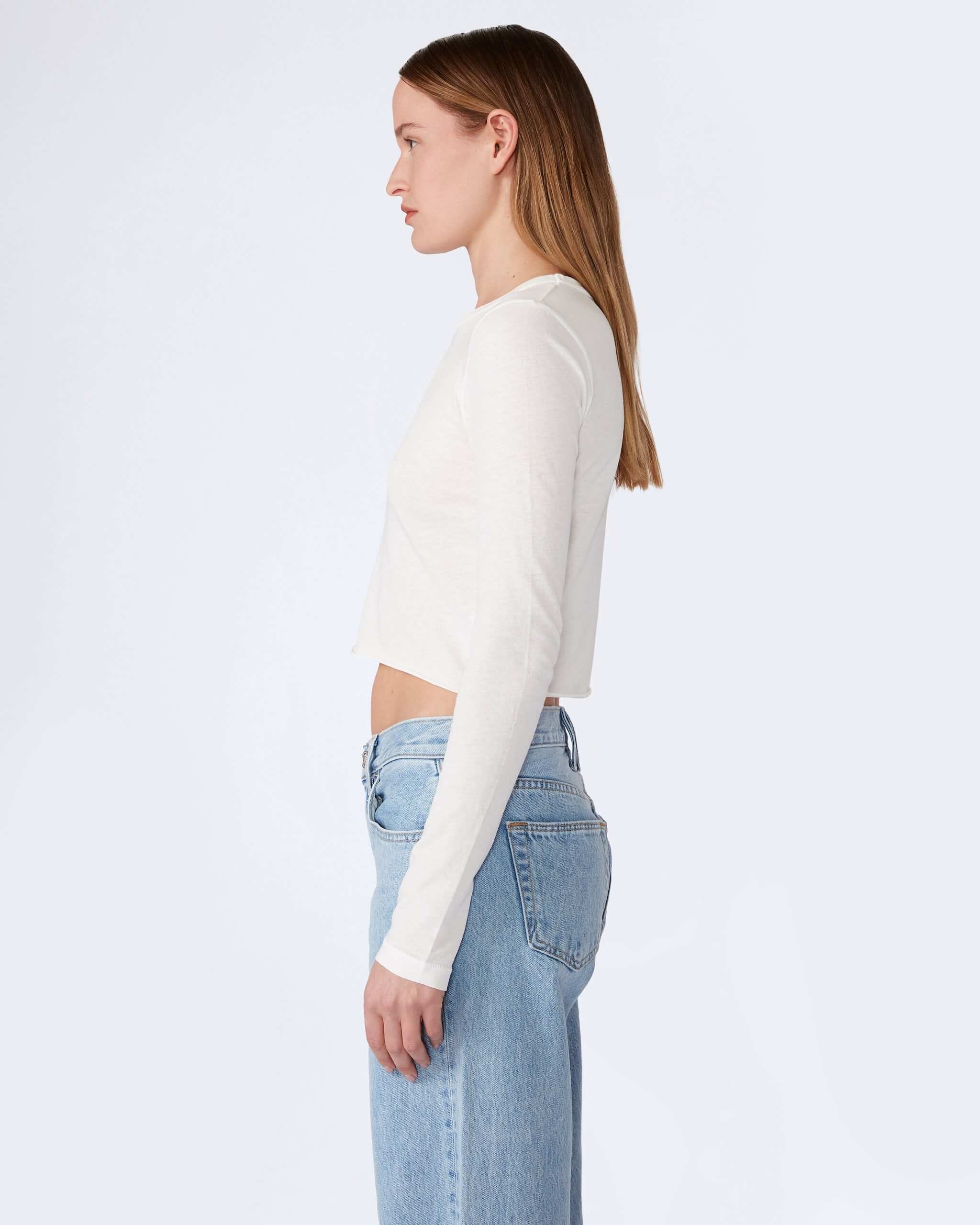 Baby LS crop tee NATURAL WHITE