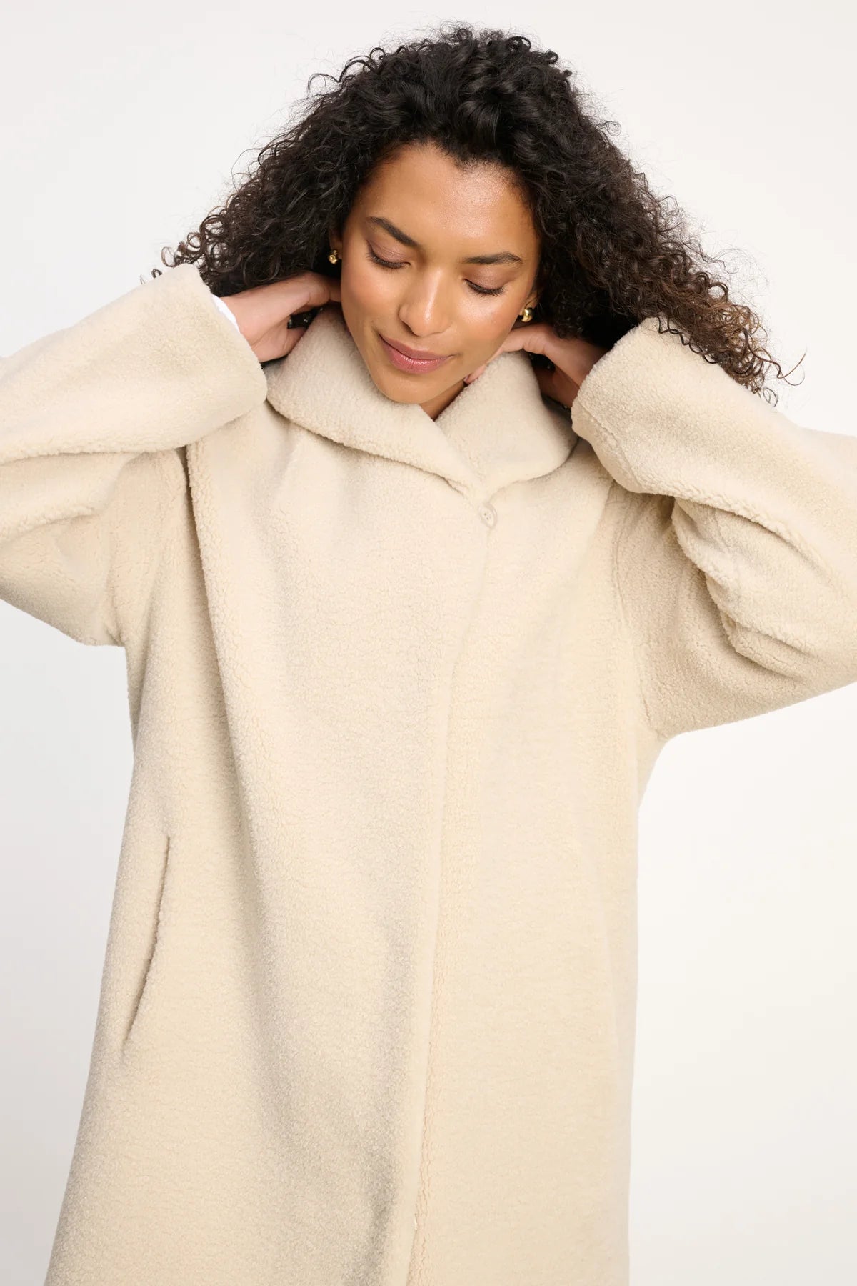 Long sherpa jacket SAND