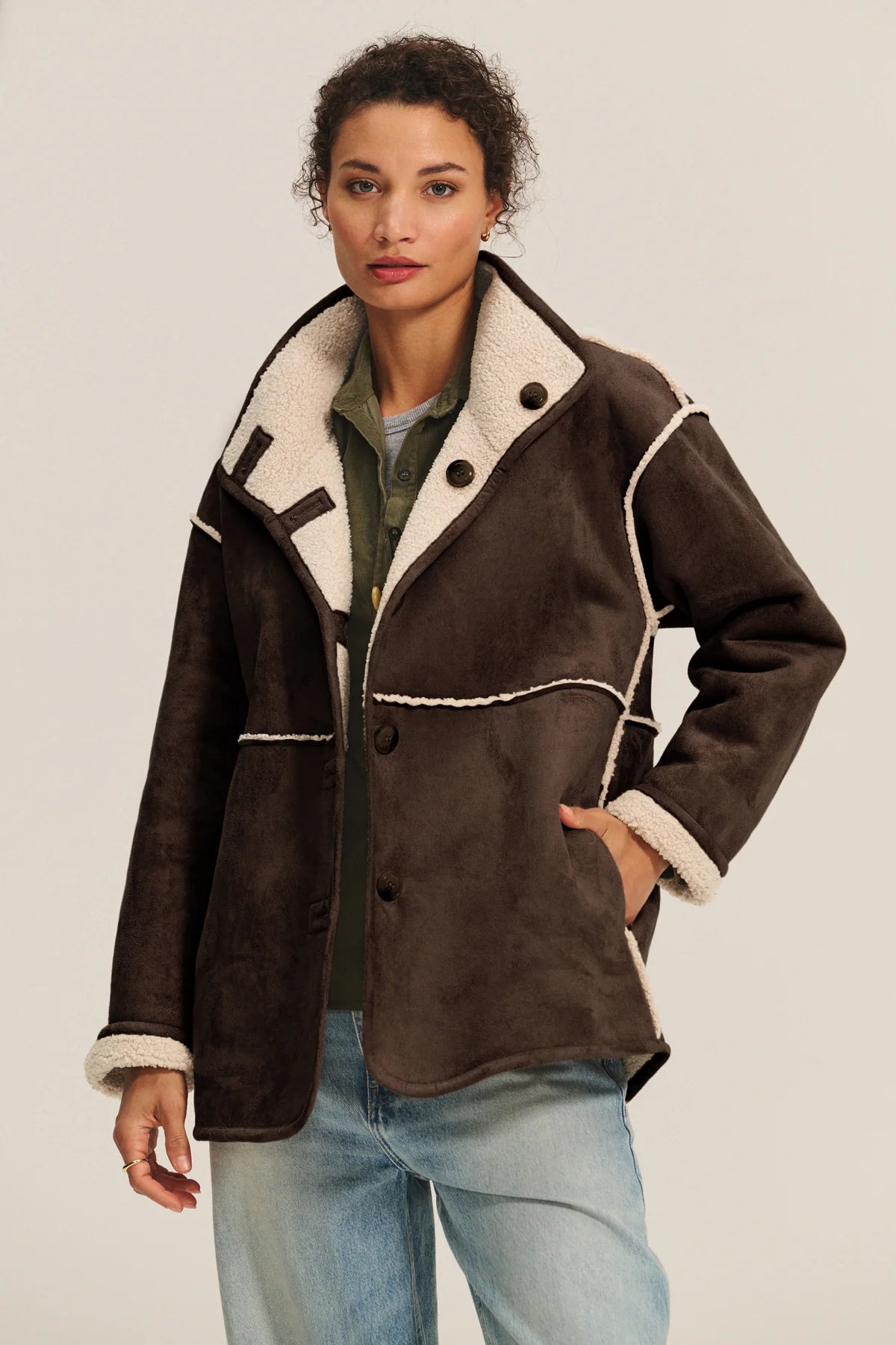 Rvrsible sherpa jacket ESPRESSO