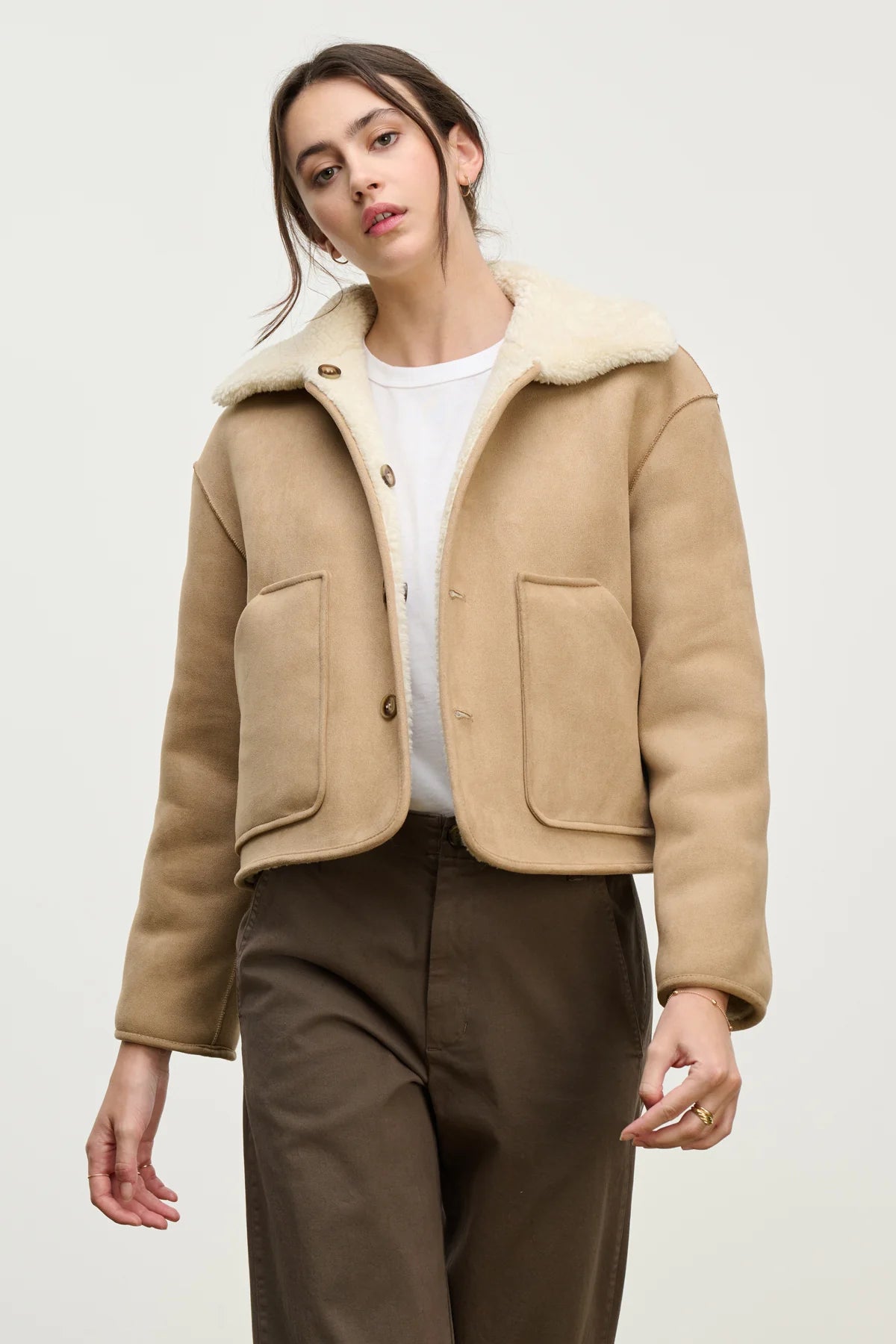Rvrsible sherpa jacket SAND