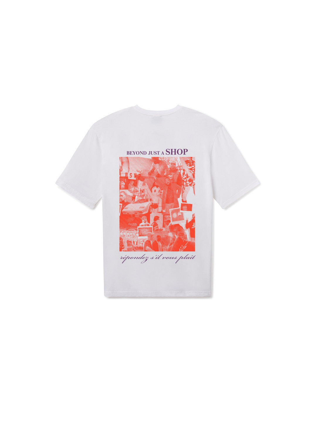 Short sleeve mock neck collage VINTAGE WHITE