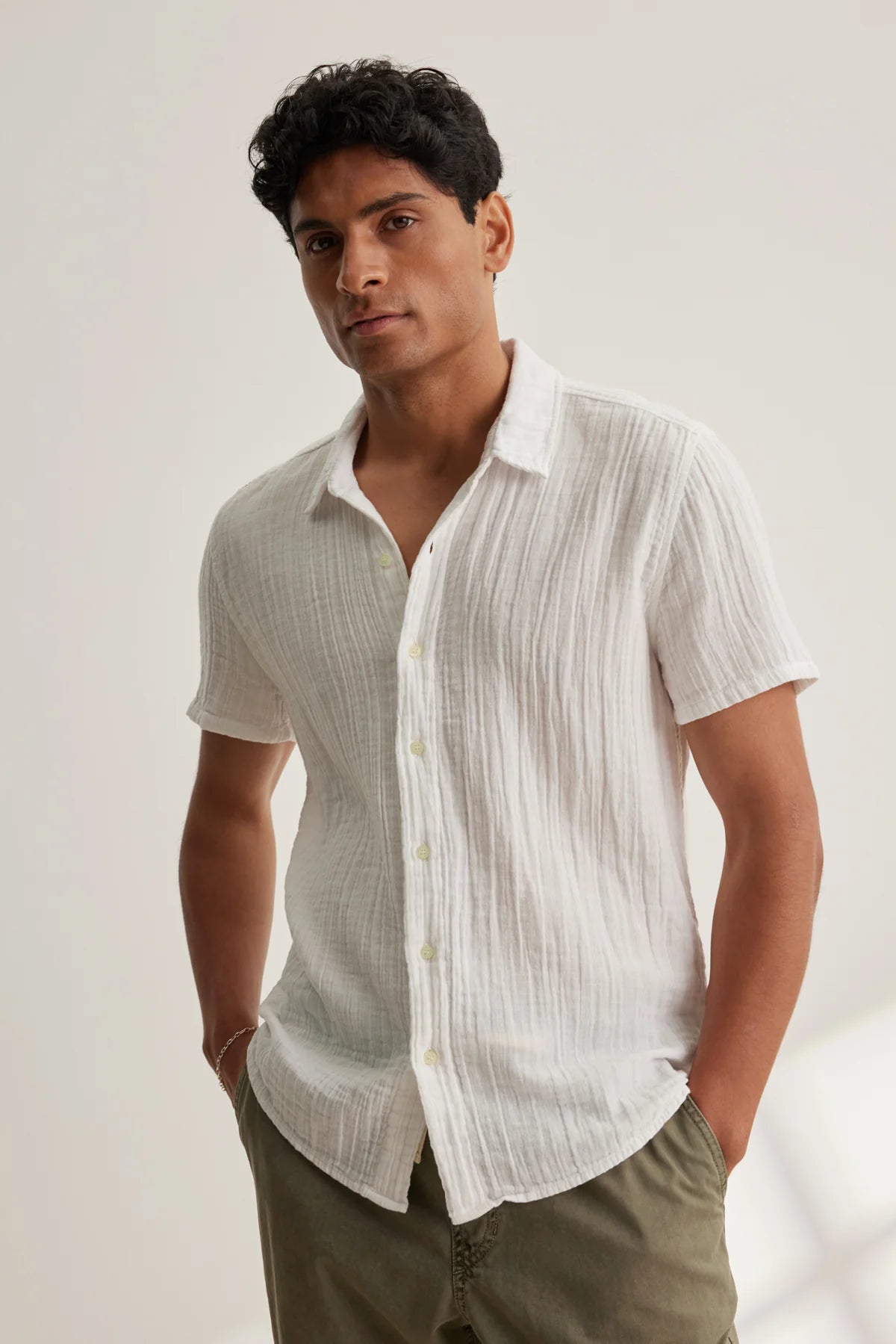 Christian s/s btn up shirt WHITE